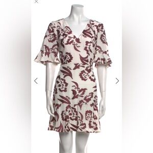 Rebecca Taylor Burgundy and White Floral Midi Dress
